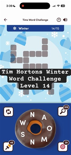 Tim Hortons Winter Word Challenge Level 14 #timhortons #games #wordchallenge #winter #free #canada