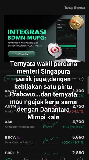 Sell Singapore jangan mau kekayaan kita di nikmati negara lain .... #sell Singapore #andryhakim #ihsg #bursaindonesia