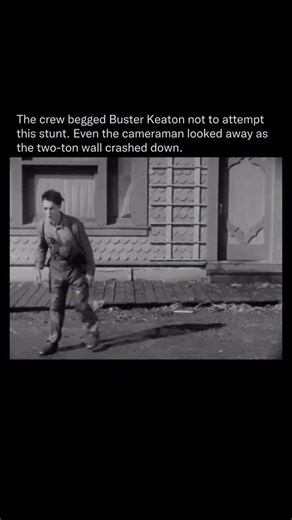 Did You Know on Instagram: "Follow @didyouknow to learn something new every day! 🧠 Buster Keaton’s most iconic stunt was in the 1928 film Steamboat Bill, Jr., where the front of a two-ton house falls on him — but he survives because he stands perfectly still as an open window frame passes over his body. The stunt was real, incredibly dangerous, and done without special effects. A single miscalculation would’ve been catastrophic, and many on set were terrified. Keaton’s precise positioning and n