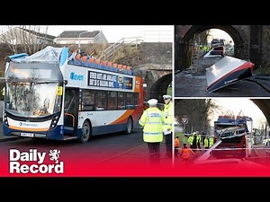 Kilmarnock bus crash sees double decker roof ripped off as four people are taken to hospital