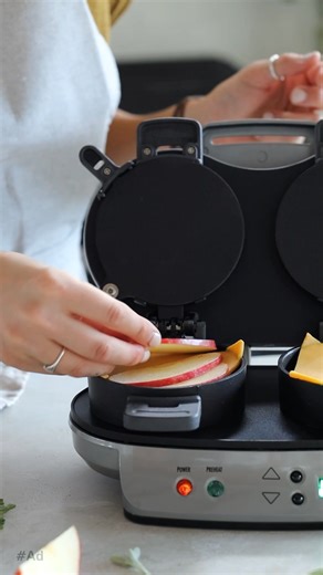 Autumn flavors melt together in this cozy grilled cheese—made easier to make and share with the Dual Breakfast Sandwich Maker. Video and recipe by @foodphotographycorner | Hamilton Beach | Facebook