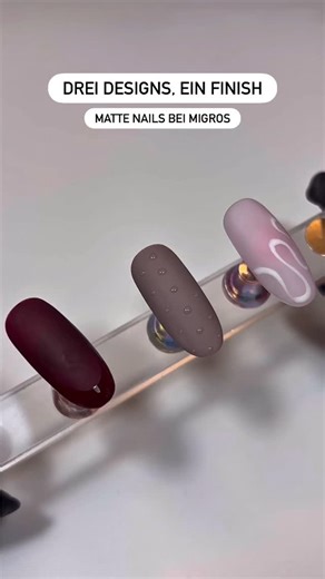 NEONAIL Deutschland on Instagram: "Drei Designs, ein Finish: Matte Nails, die sofort ins Auge fallen! ✨⁠In unserem Tutorial wird gezeigt, wie mit nur drei UV Lacken aus dem @migros Sortiment moderne, matte Styles entstehen – clean, stylish und absolut im Trend. 💅⁠ Welches der drei Designs ist dein Favorit? Sag es uns in den Kommentaren! 👇 ⁠ 🇮🇹:⁠ Tre design, un solo finish: le unghie matte che non passano inosservate! ✨⁠Nel nostro tutorial viene mostrato come realizzare questi look moderni e 