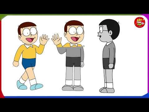 Coloring Doraemon and Nobita - Doraemon Coloring pages for Kids#coloringbook #Art time fun