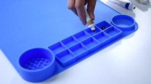 Extra Large 24" x 16" Silicone Craft Mat with Cup,Palette Squares&Cleaning Silicone Painting Mat for Crafts, Liquid, Resin Jewelry Casting Molds Mat.Table Protector Craft Mat(Pink)