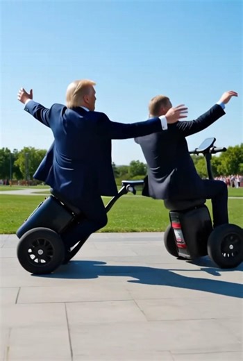 Trump and Putin Segway Race! 😂 Who has better balance? | #shorts #funny #youtubeeffects