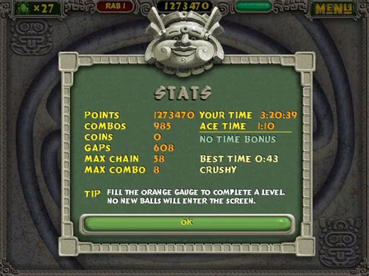 [祖玛/zuma] 最难关单关练习模式世界纪录 part 2: rabbit 1 602450-1273470