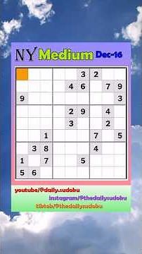 The New York Times Daily #Sudoku 2025-12-16 Medium #puzzle #games #education #braingames
