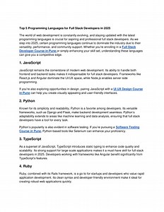 Top 5 Programming Languages for Full Stack Developers in 2025 - SlideServe