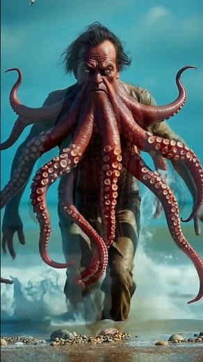Octopus Man Emerges from the Sea | Surreal Ocean Creature Encounter