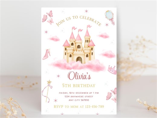 Princess Birthday Invitation Once Upon a Time Birthday Party Princess Magic Castle Invite Girls Birthday Party Invite Any Age Editable - Etsy