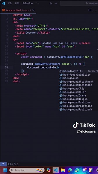 Mudar a Cor do Background com HTML e JavaScript