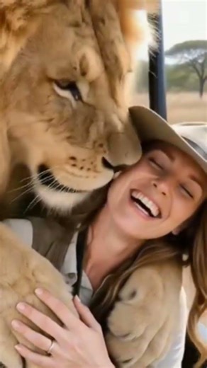 A Moment Beyond Fear – When a Lion Shows Love 🦁❤️ #wildlifemoments #lionlove