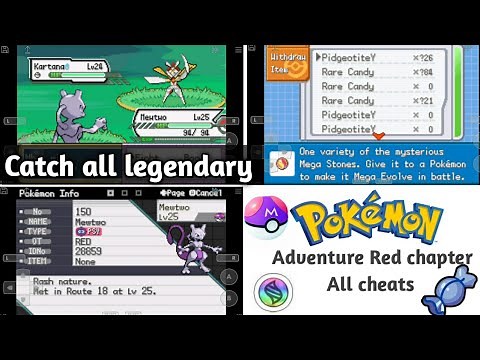 Pokemon adventure red chapter cheatcodes for rarecandy, masterball,megastone and walk through walls|