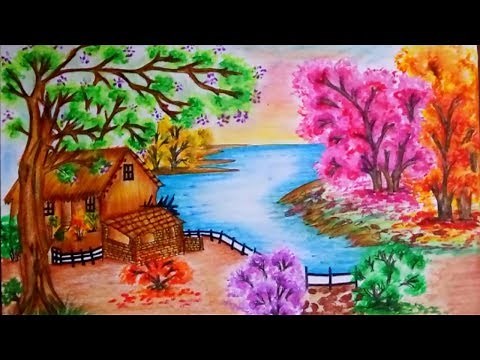 How To Draw Nature Landscape / Scenery Step by Step (Very Easy)