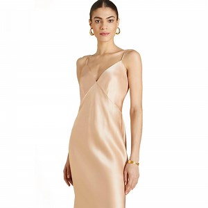 [Hot Item] Sleeveless Long Silk Dresses Women Comfortable Pure Silk Slip Dress