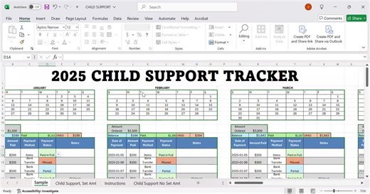 ALL IN ONE Child Support Tracker and Evidence Log – 12-month Court-ready Spreadsheet for Payments, Expenses & Legal Records | Easy 1 Page - Etsy Canada