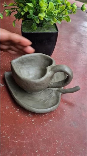 Making Heart Shape Tea Cup With Clay #shorts