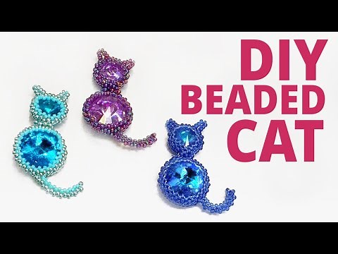 DIY Easy Crystal Beaded Cat with Seed Beads