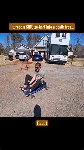 I turned a KIDS go-kart into a death trap...#truck #Home #house #project #electric | David.tiny.built