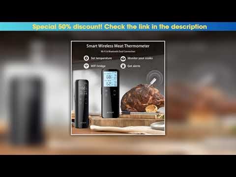 Deal WiFi Unlimited Range Meat Thermometer Wireless Bluetooth Probe Rechargeable Support APP Alarm•