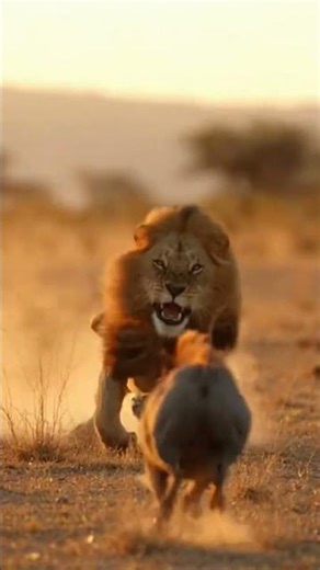 Lion vs. Warthog: EPIC Reversal 🤯 ​#Wildlife​#LionAttack ​#Warthog