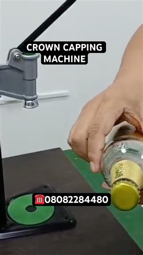 CROWN CAPPING MACHINE Stainless steel build, adjustable height, 100% seal #Packaging #CappingMachine