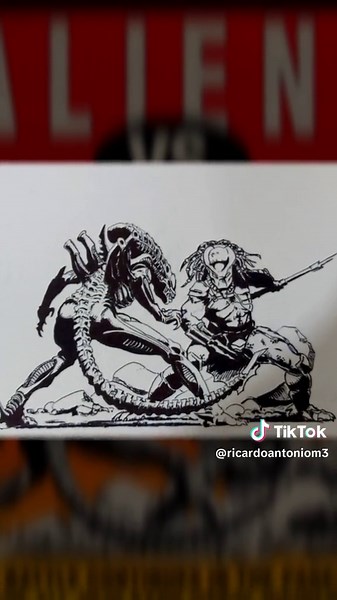 Dibujo Acuarelable de Alien vs Predator en Color
