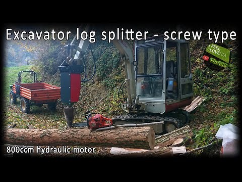 Excavator log/wood splitter, screw type 800ccm version - Bagger Holzspalter