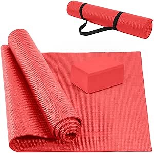Yoga Starter Kit - 11-Piece Set with Yoga Blocks, Strap, Ball, Mat, Carrying Strap, Net Bag, Cooling Towel