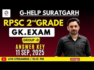 RPSC SECOND GRADE GK ANSWER KEY PAPER HELD ON 11 SEP, 2025