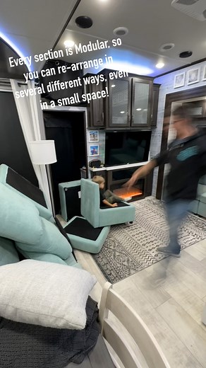 Nothing better than modular Couches in an RV! We’ve had these couches for a while now, and we love being able to rearrange occasionally, even in a small space! There’s a link to them on our website. #RVLIFE #RVCouches #ModularFurniture #ModularCouches #RVChecklist #RVProducts #CamperLife #CamperCouches #CamperProducts | Kidgital Nomads