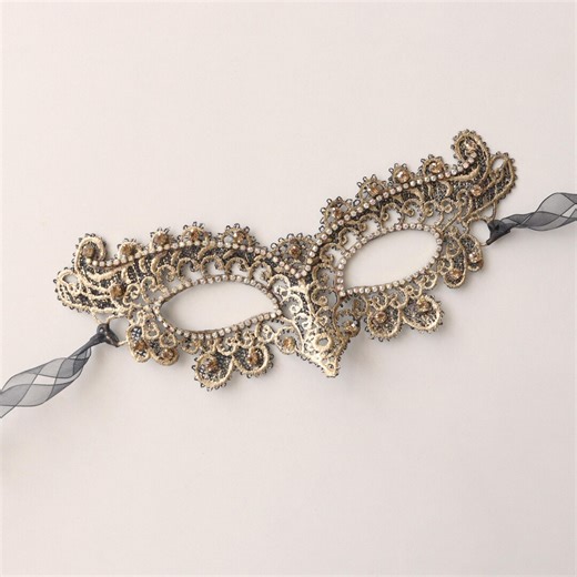 Gold Lace Masquerade Mask With Rhinestone • Venetian Mask • Vintage Style • Suitable for Party • MM214 - Etsy