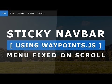 Sticky Navbar Using Waypoints.js - Menu Fixed Top On Scroll jQuery - Simple jQuery Plugin Tutorial