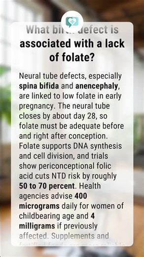 What birth defect is associated with a lack of folate?
