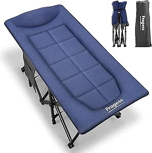 Camping Cot for Adult, 28" Wide Sleeping Cot, Folding Cot with Thick Cushion and Pillow Support 600LBS, Portable Camping Bed for Outdoor Camping/Office, Home Nap (Rare Blue)