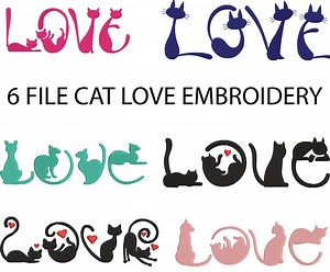 Cat Love Family Valentines Day Embroidery (8 Sizes, Random Formats) - Etsy