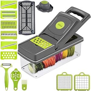 Improved Vegetable Chopper, 14-in-1 Safe Chopper Vegetable Cutter,Onion Chopper,Veggie Chopper,Chopper,Food Chopper,Food Chopper Manual Hand,Vegetable Slicer,Kitchen Gadgets