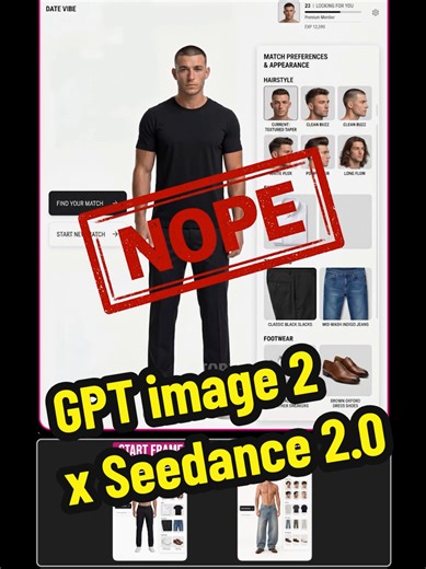 GPT Image 2 x Seedance 2.0 💘📱 This is how easy AI ads are getting. Build the frames with GPT Image 2 Animate them with Seedance 2.0 Turn a simple dating app idea into a full ad in minutes. No shoot. No crew. No complicated workflow. Image: GPT Image 2 Video: Seedance 2.0 Music: Suno Edit: CapCut #invideo #gptimage2 #gpt2 #chatgpt #seedance2