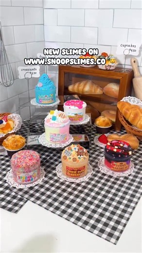 3.9K views · 45 reactions | Your dessert tray’s ready 療 Which sweet bakery slime are you reaching for first?  #slimerestock #bakeryslime #slimeasmr #butterslime #crunchyslime #slimevibes | Snoopslimes | Facebook