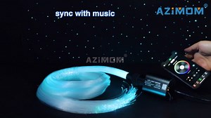 AZIMOM Mini 6W 200pcs Twinkle Fiber Optic Starlight Headliner Kit for Car Home 0.03in 6.5ft End Glow Fiber Strands Sound-Activated APP& Remote Control Starlight Engine