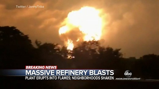 9.2K views · 118 reactions | MASSIVE REFINERY BLAST: A powerful explosion at an oil refinery in Philadelphia, Pennsylvania, has injured five employees, with fireballs igniting the sky and the blast creating a thick plume of smoke. Whit Johnson reports. https://abcn.ws/2Y5ez8b | ABC World News Tonight with David Muir | Facebook