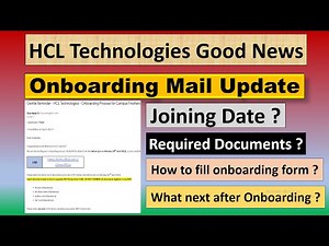 HCL Technologies Onboarding Mail Update | HCL Joining Date | Onboarding Required Documents | #Hcl