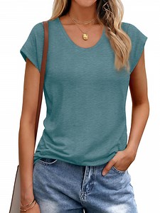 MOSHU Casual Womens T-Shirts Basic Tops for Women Cap Sleeve Loose Tank Tops