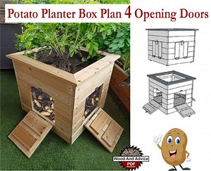 Organic Potato Planter Plan/potato Planter Plan 4 Doors Opening/house Planter Plan/planter Plan/planter Plan/elevated Planter Plan - Etsy