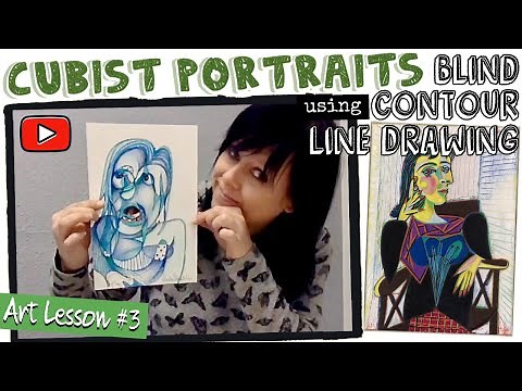 Pablo Picasso CUBIST Portraits using BLIND CONTOUR LINE DRAWING // Art Lesson Tutorial