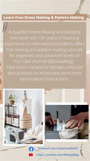 Learn Free Dress Making and Pattern Making #freesewingclasses #fashiondesigning #sewing #sewinglove #sewingclasses | Learn Dress Making and Designing