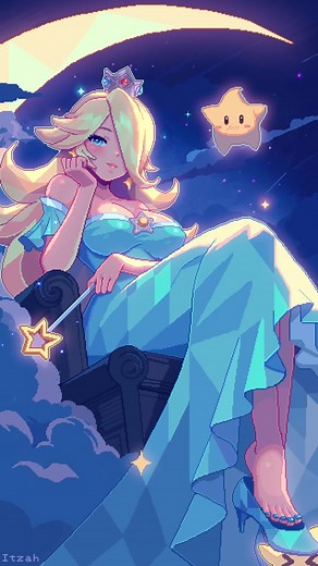 Rosalina #pixelart wallpaper. reward for february supporters. thanks! . #nintendo #mariobros #retro #digitalart #videogames