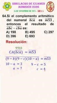 Pregunta N°64 SIMULACRO USAAC #shorts #shortvideo #viralvideo #video #maths #ytshorts #uncp #viral