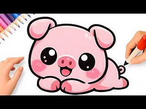 HOW TO DRAW A PIG EASY 🐷 DRAWING CUTE ANIMALS