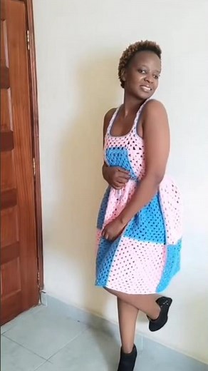 Crochet Granny Square Patchwork Dress. Step by Step Tutorial is Available